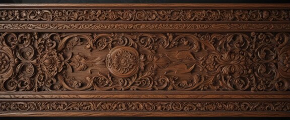 Antique wooden border, intricate carvings, distressed finish,  natural,  aged wood frame,  distressed
