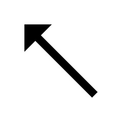Black arrow pointing diagonally upwards towards the left corner on a white background illustration