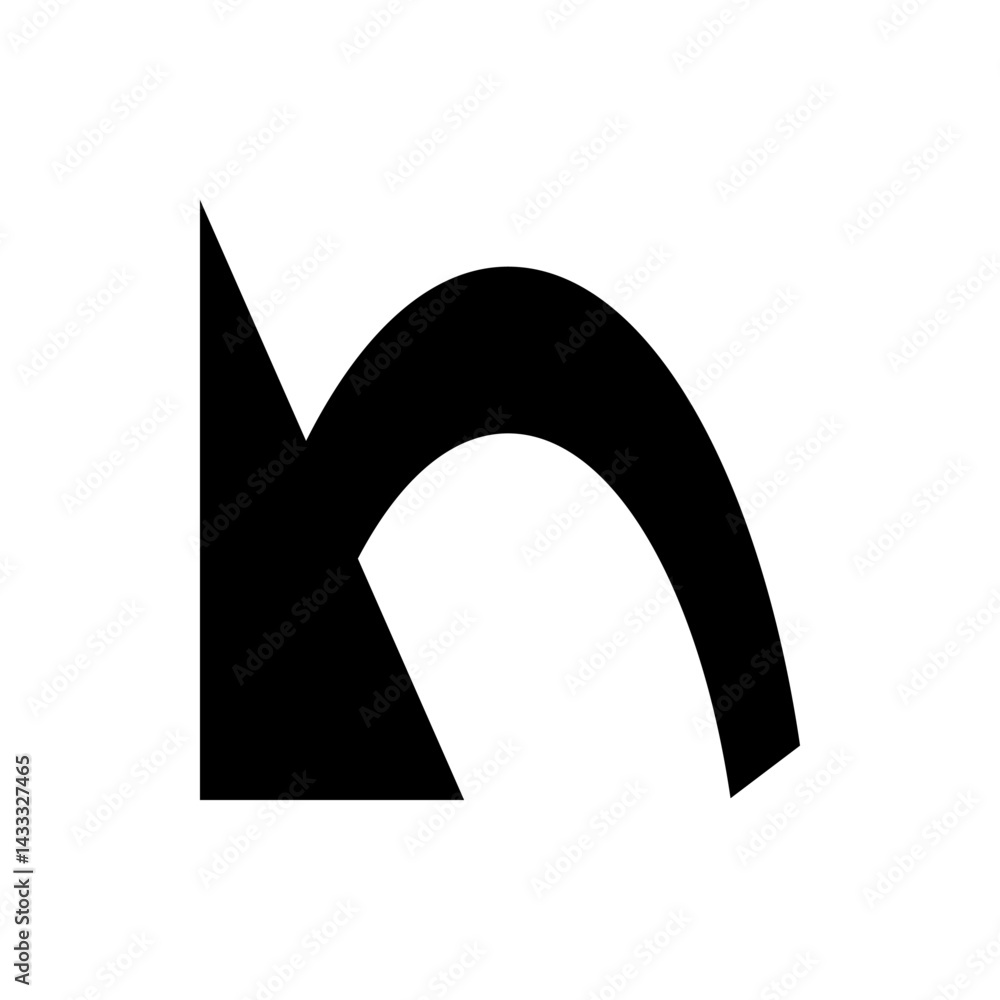Poster a black curved arrow pointing left with a sharp arrowhead indicating direction and movement on white