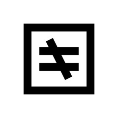 Black square frame with two horizontal lines and a diagonal line across them in a white background design