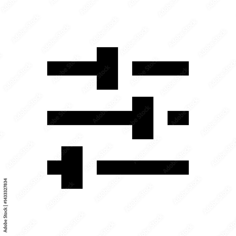 Poster Abstract design featuring various black rectangular shapes arranged on a white background in a geometric pattern