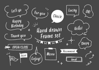 シンプルな手描きの吹き出しイラスト　黒板・チョーク © kobako