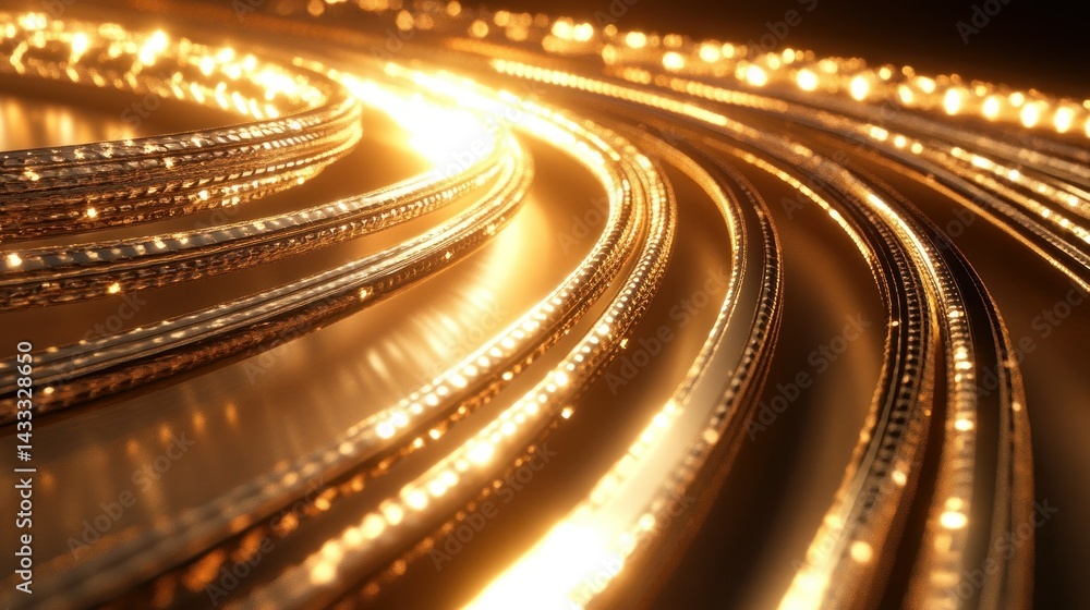 Poster golden illuminated lines create a vibrant display of light and flow