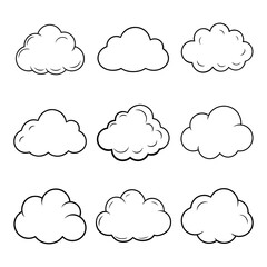 Set of Cloud Line Art Illustration