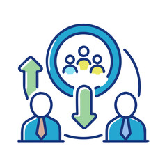 Team Collaboration, Recruitment, and Feedback Loop Icon Illustration