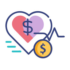 Financial health illustration with heart and dollar signs