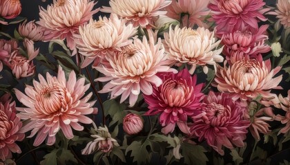 Exquisite Pink and Burgundy Chrysanthemum Blooms A Stunning Floral Arrangement