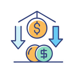 Money Transfer Icon Illustration: Dollar Coins with Arrows