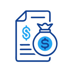 Financial Document with Dollar Symbol and Money Bag Icon