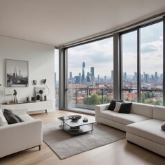 Obraz premium modern living room, living room interior, modern living room with fireplace