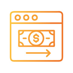 Online Money Transfer Icon, Financial Transaction in Web Browser