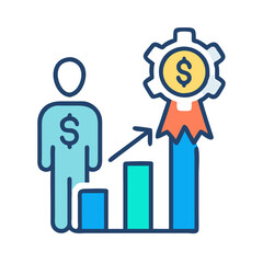 Financial Growth with Human and Performance Achievement Icon