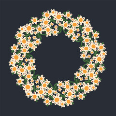 Wreath of blooming strawberries flowers. Vector illustration