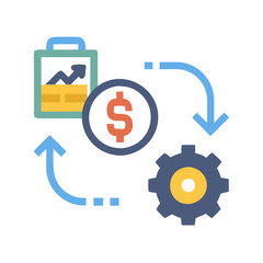 Financial Process Automation and Optimization Icon with dollar sign