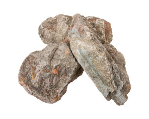 Broken concrete rubble debris isolated on transparent background