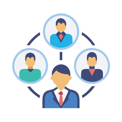 Fototapeta premium Networking Structure with Flat Design People Icons Concept