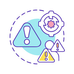 Obraz premium Risk management icon showing warning signs and vulnerabilities