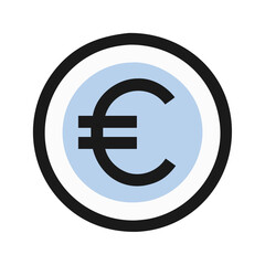 Euro Symbol Graphic with Circle Border on Black