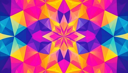 Obraz premium Vibrant Colorful Geometric Abstract Background with Triangles and Kaleidoscope Pattern Design