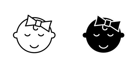Baby girl face icon vector illustration for web, ui designs