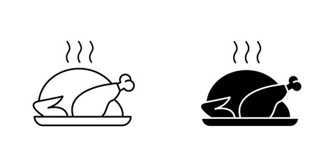 Baked turkey icon vector illustration for web, ui designs