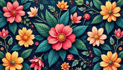 Intricate floral design, repeating seamlessly , repeat, print, backdrop