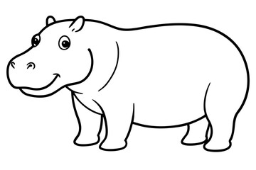 Minimalist Hippo Line Art
