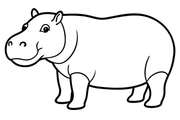 Minimalist Hippo Line Art