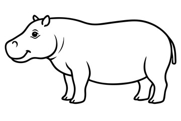 Minimalist Hippo Line Art