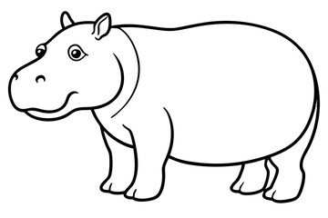 Minimalist Hippo Line Art