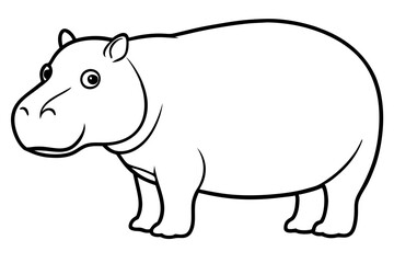 Minimalist Hippo Line Art