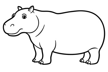 Minimalist Hippo Line Art