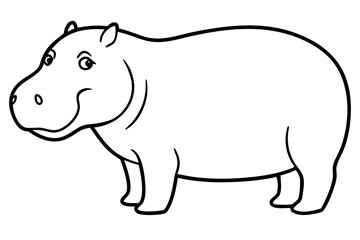 Minimalist Hippo Line Art