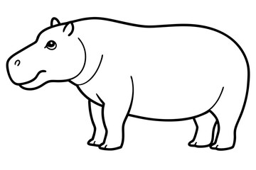 Minimalist Hippo Line Art