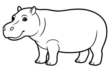 Minimalist Hippo Line Art