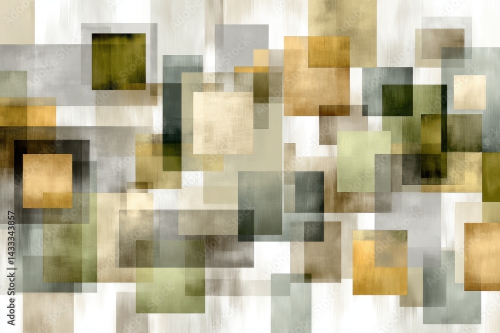 Poster abstract squares overlapping in a muted color palette, creating a modern and sophisticated textured 