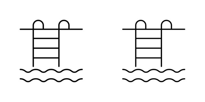 Ladder in swimming pool icon vector illustration for web, ui designs