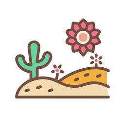 Desert Bloom Vector Illustration on White Background
