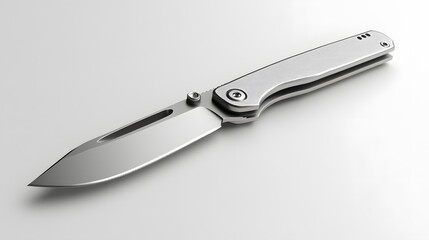 Sleek silver folding knife.