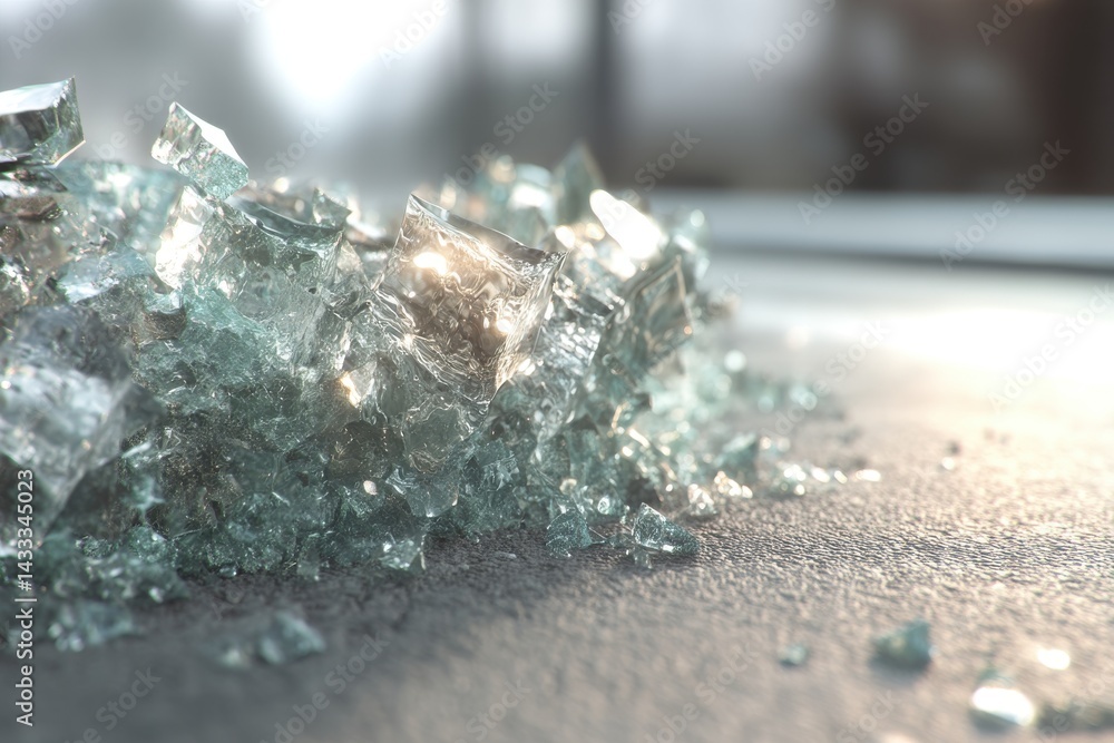 Aufkleber close-up shot of glittering ice crystals on a textured surface, showcasing their intricate structure