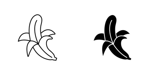 Fototapeta premium Peeled banana icon vector illustration for web, ui designs