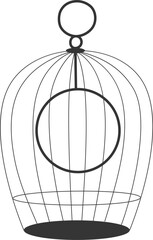 Modern Minimalist Wire Birdcage with Swing on a White Background