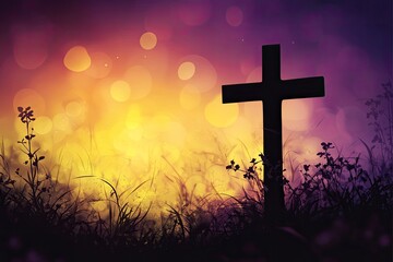 Silhouette of Cross in Field