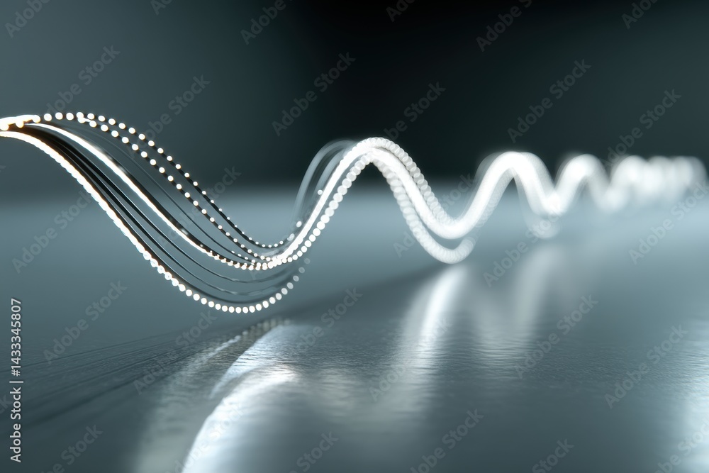 Poster an elegant, abstract wave of light cascading across a glossy surface creating a futuristic and moder