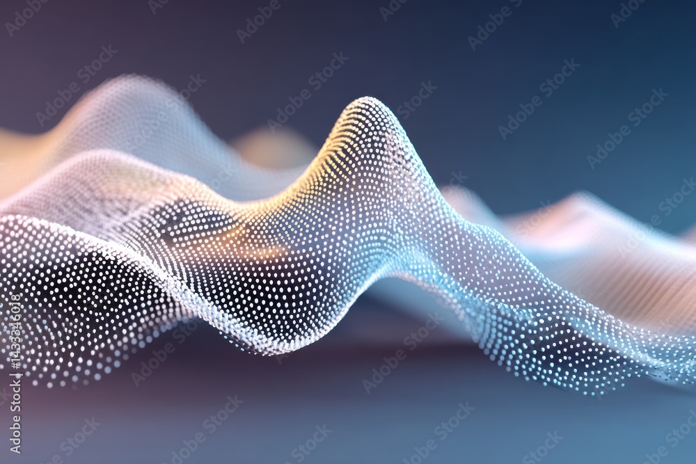 Poster a visually striking abstract background featuring a wave-like pattern of dots, creating a mesmerizin