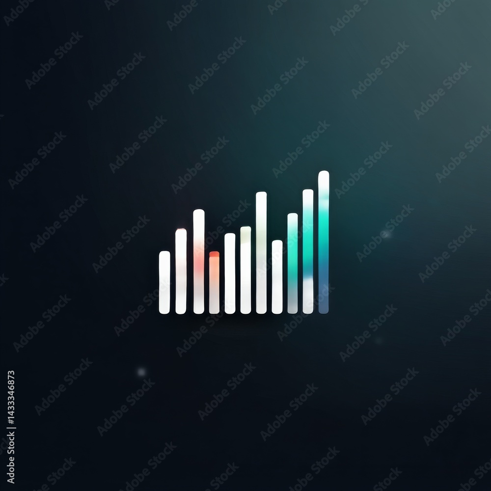Aufkleber abstract gradient bar graph on dark teal background - visual representation of data