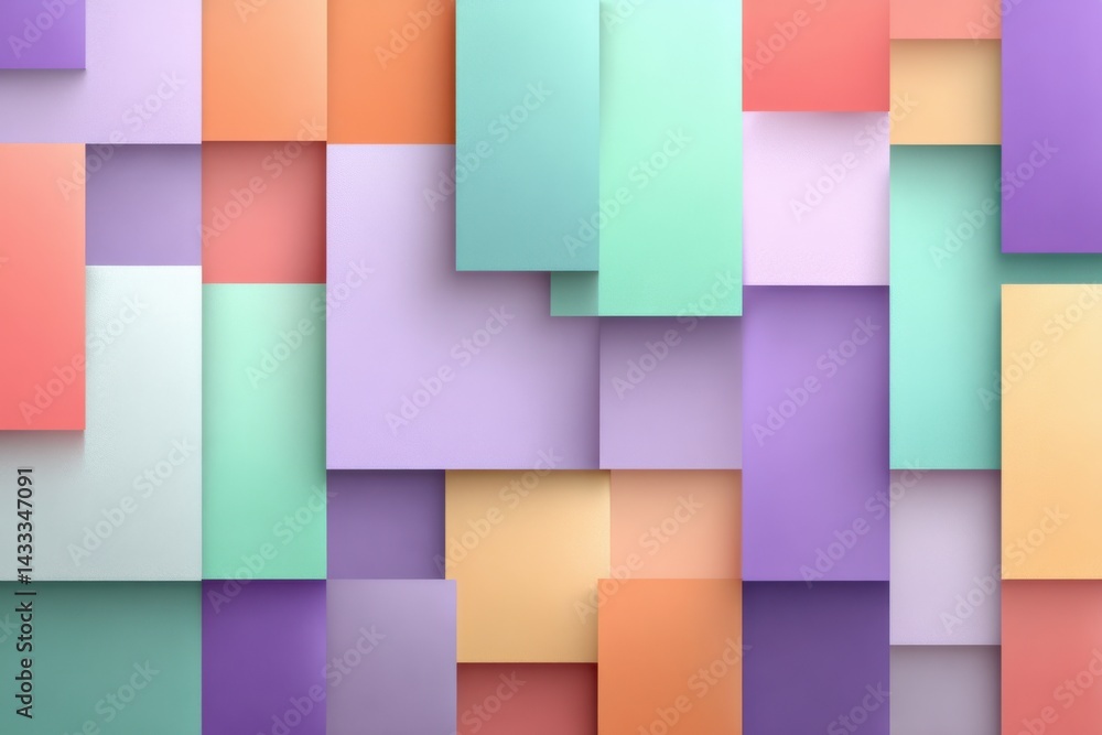  pastel color blocks create an abstract background with a 3d effect and a calming, visually appealing