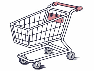 Shopping Cart Illustration on White Background for Retail and Commerce