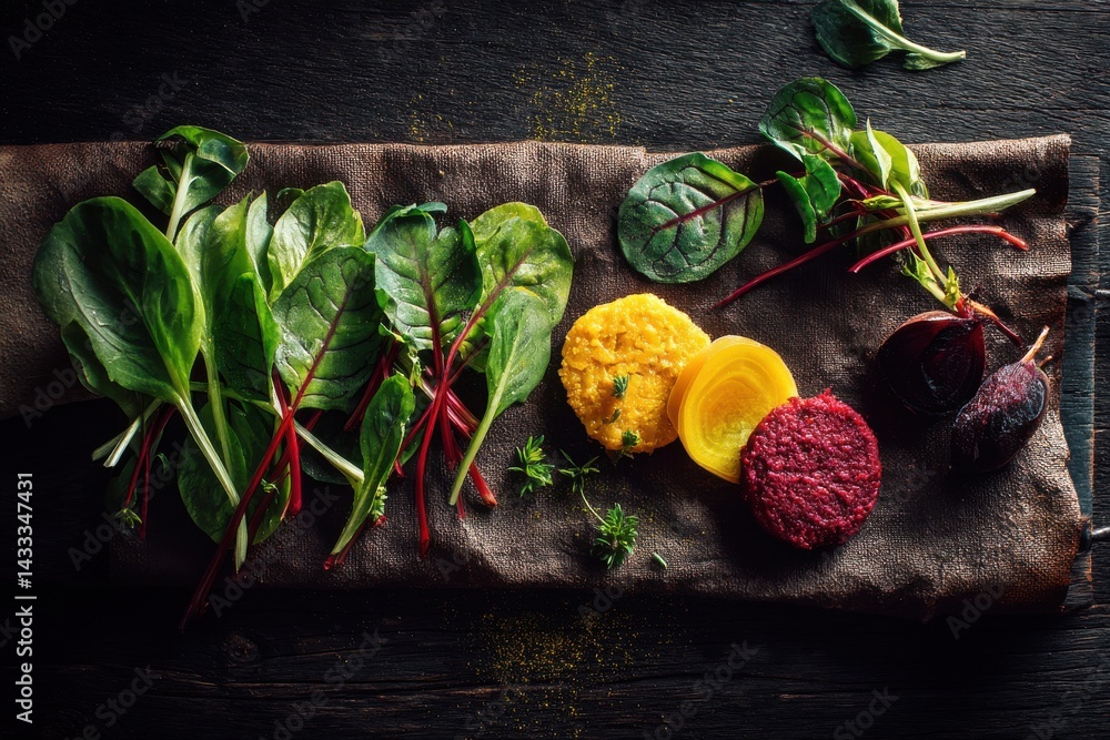 Poster a colorful variety of fresh vegetables on a dark wooden surface creating a vibrant and appealing com