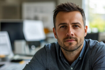 Portrait of confident architect on the construction site, generative AI image